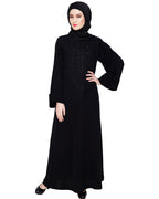 Floral Embellished Dubai Style Abaya Black