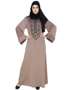 Floral Embellished Dubai Style Abaya Brown