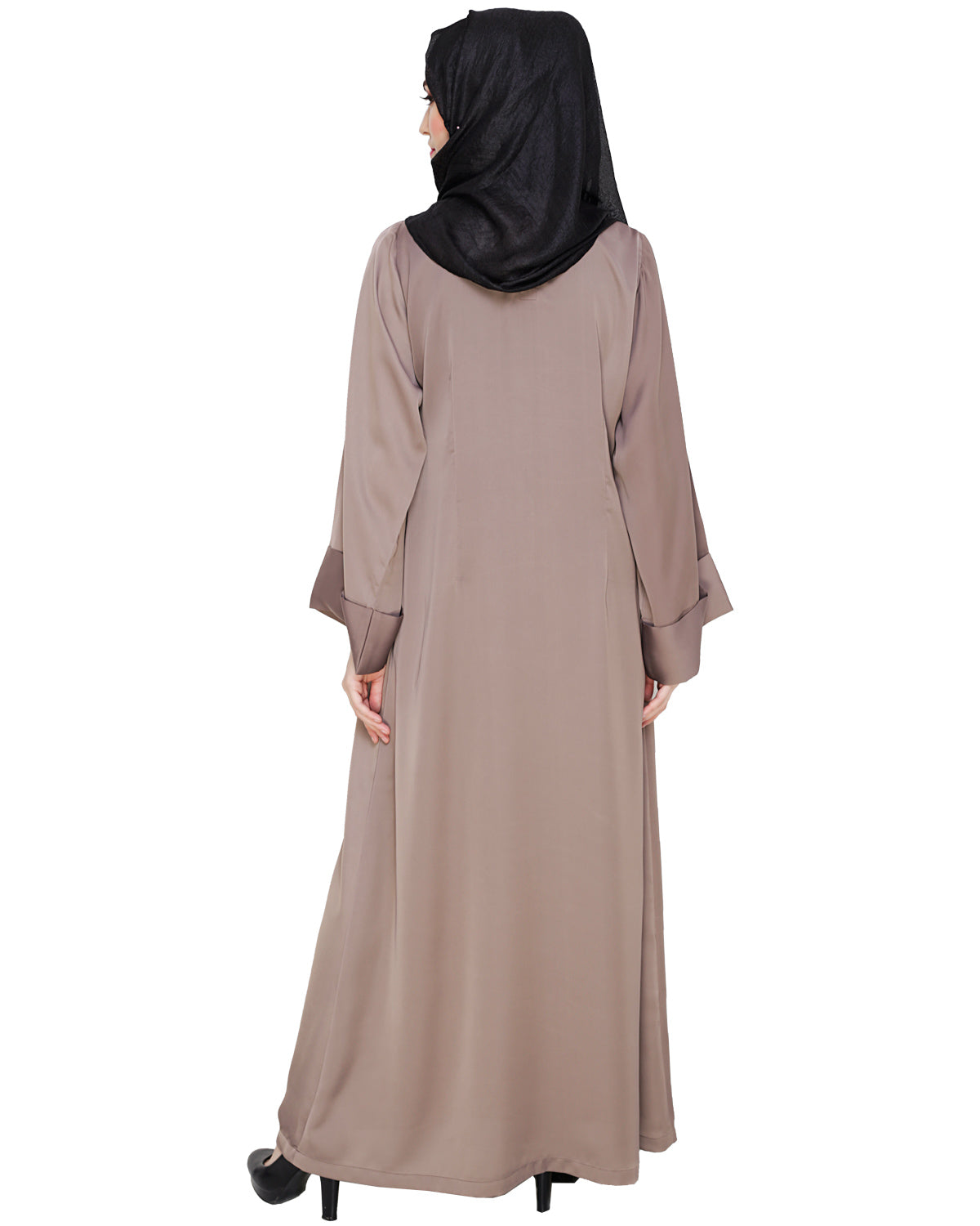 Floral Embellished Dubai Style Abaya Brown