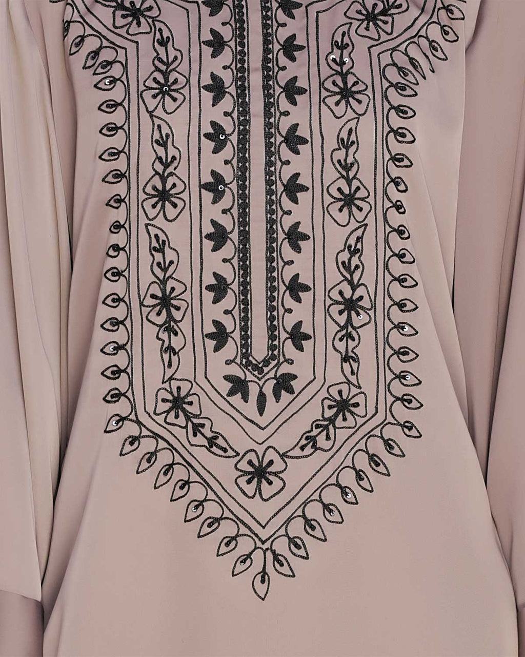 Floral Embellished Dubai Style Abaya Brown