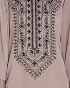 Floral Embellished Dubai Style Abaya Brown
