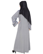 Floral Embellished Dubai Style Abaya Grey