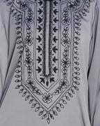 Floral Embellished Dubai Style Abaya Grey