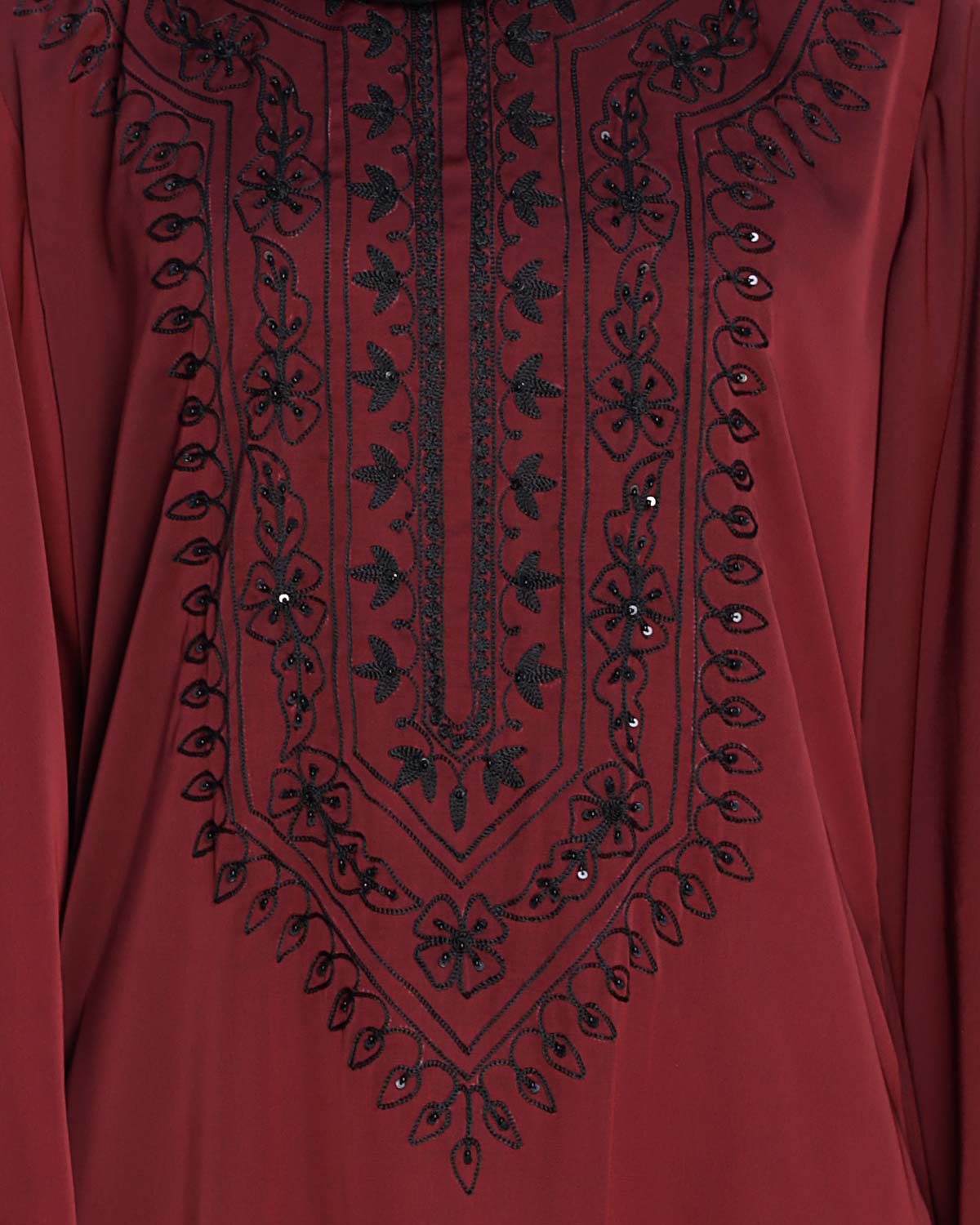 Floral Embellished Dubai Style Abaya Wine