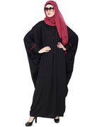 Graceful Pleated Black Kaftan Umber Brown