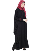 Graceful Pleated Black Kaftan Umber Brown