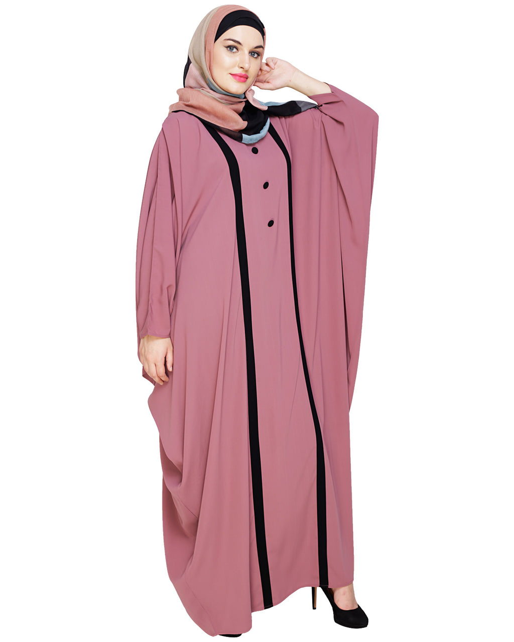 Colourblock Black Kaftan Onion Pink