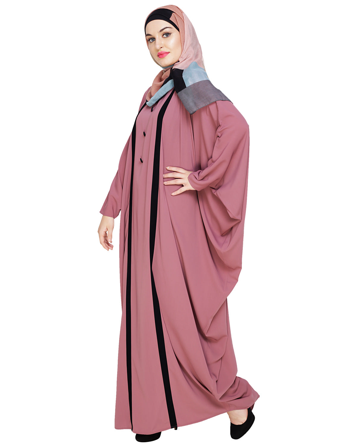 Colourblock Black Kaftan Onion Pink
