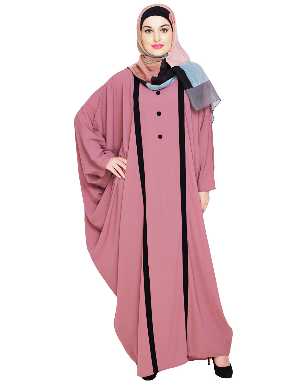 Colourblock Black Kaftan Onion Pink