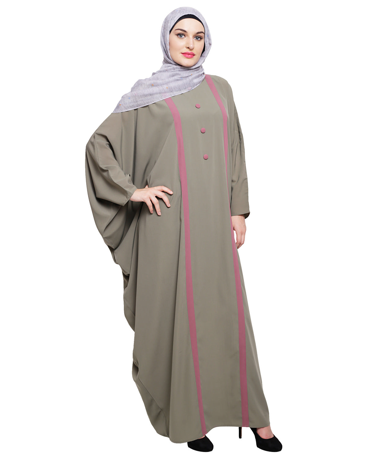 Colourblock Black Kaftan Onion Pink