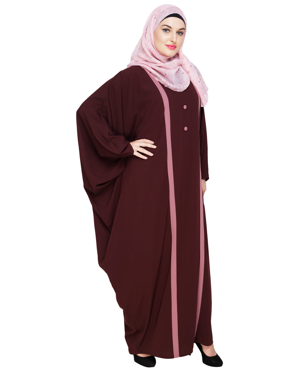 Colourblock Black Kaftan Onion Pink