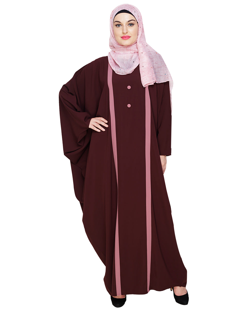 Colourblock Black Kaftan Onion Pink
