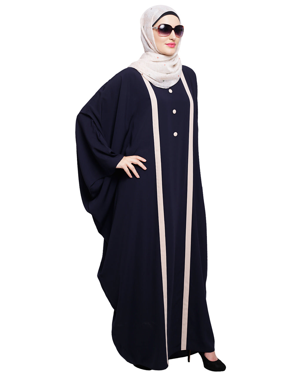 Colourblock Black Kaftan Onion Pink