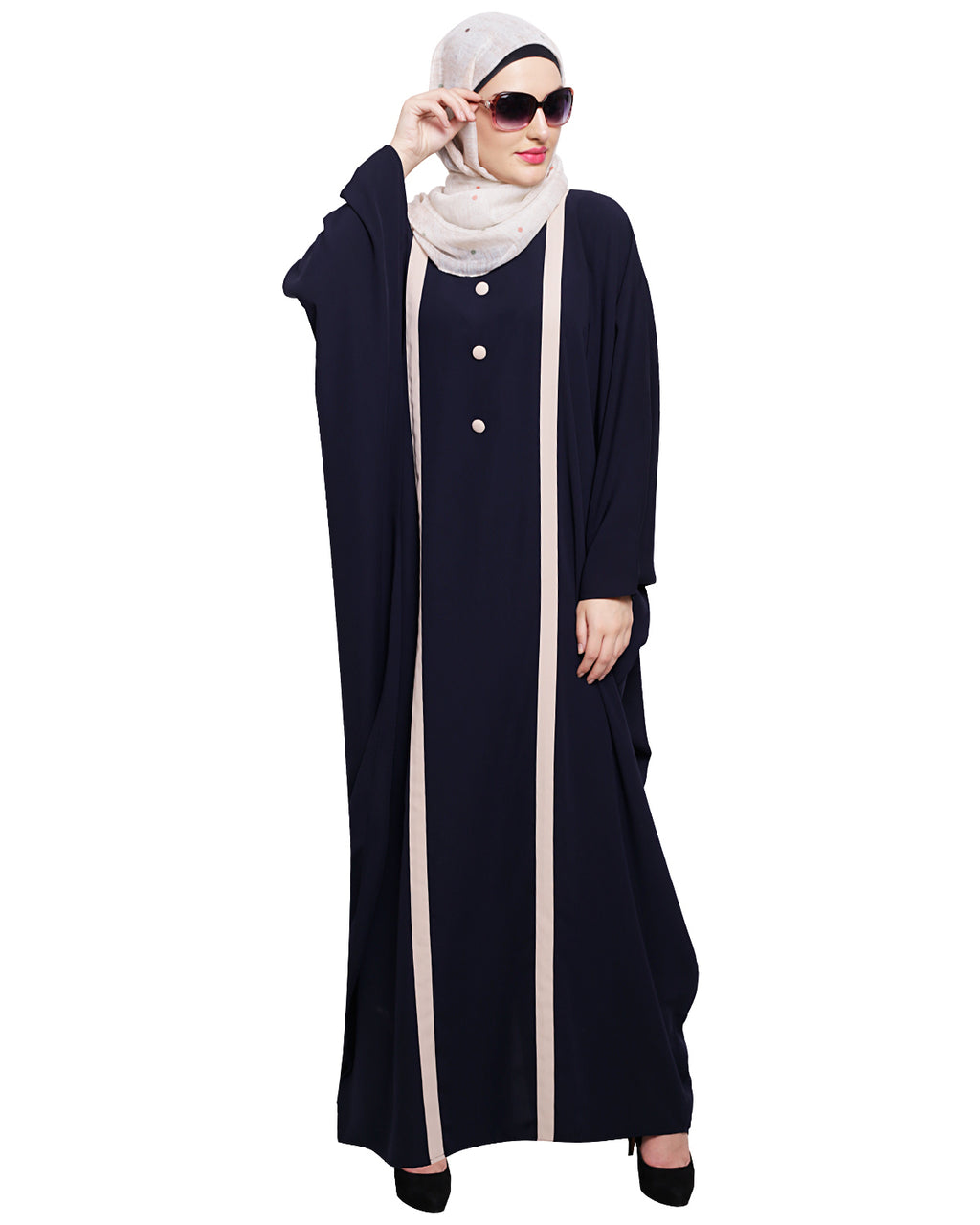 Colourblock Black Kaftan Onion Pink