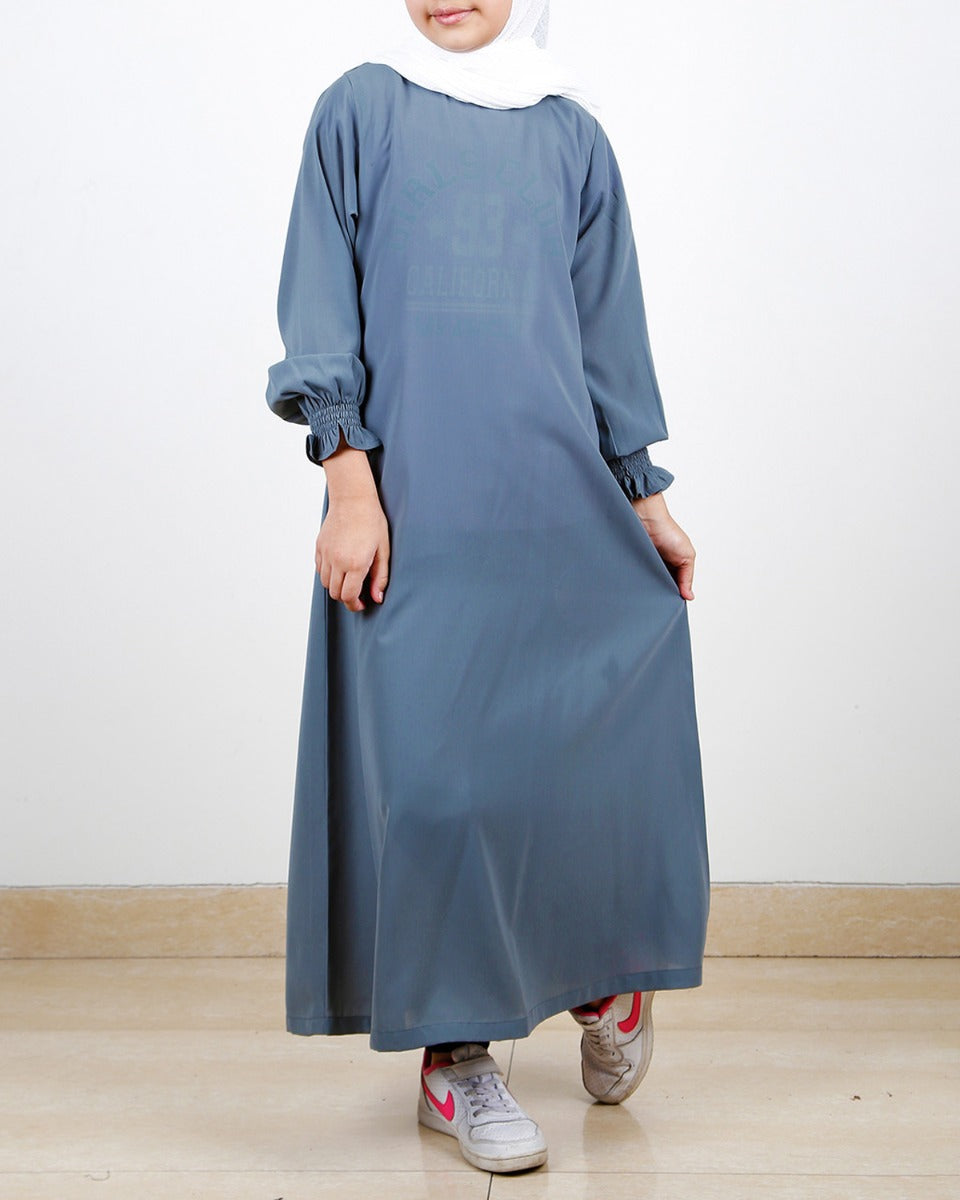 Gathered Sleeves grey kids Abaya Grey