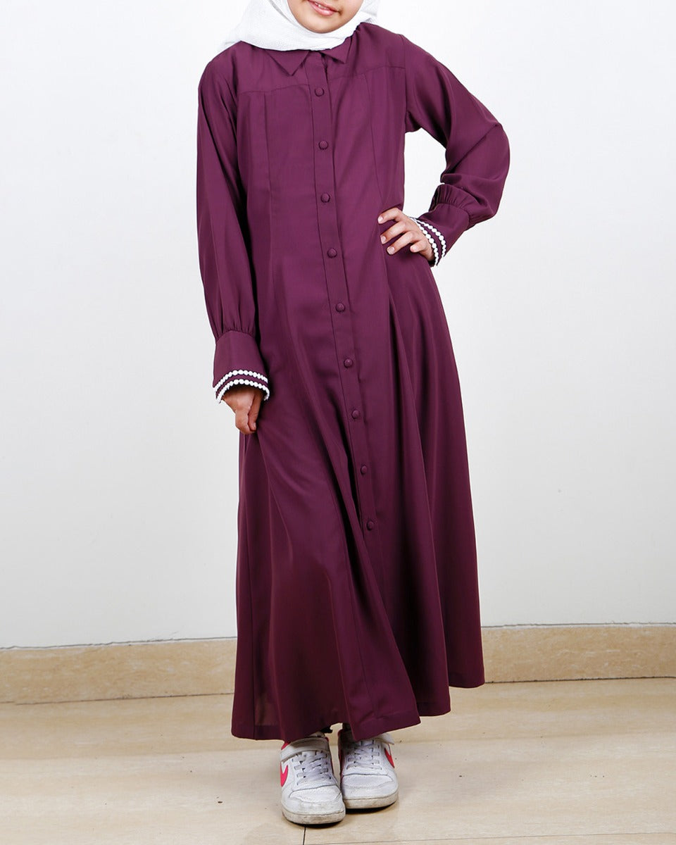Shirt Style Purple Kids Maxi Dress Purple