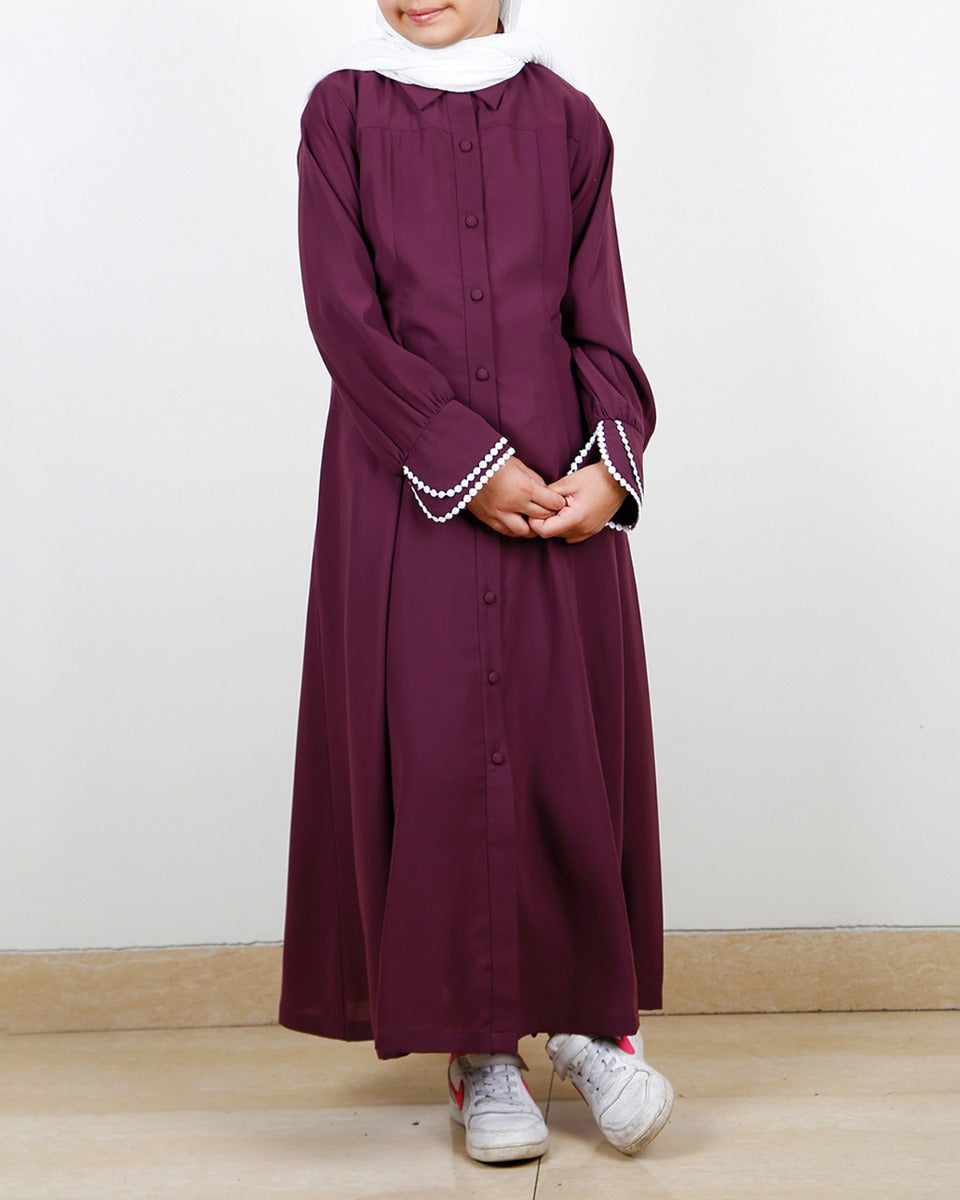 Shirt Style Purple Kids Maxi Dress Purple