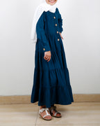 Contemporary Multi Layered Gather Kids Abaya Blue