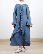 Dapper Grey Jacket Syle Frill Kids Abaya Grey