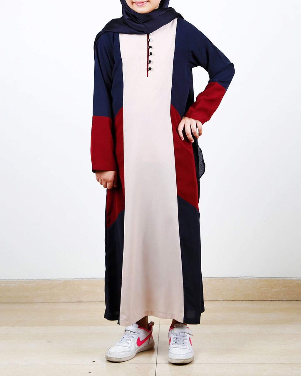 Multicolour Kids Abaya Beige