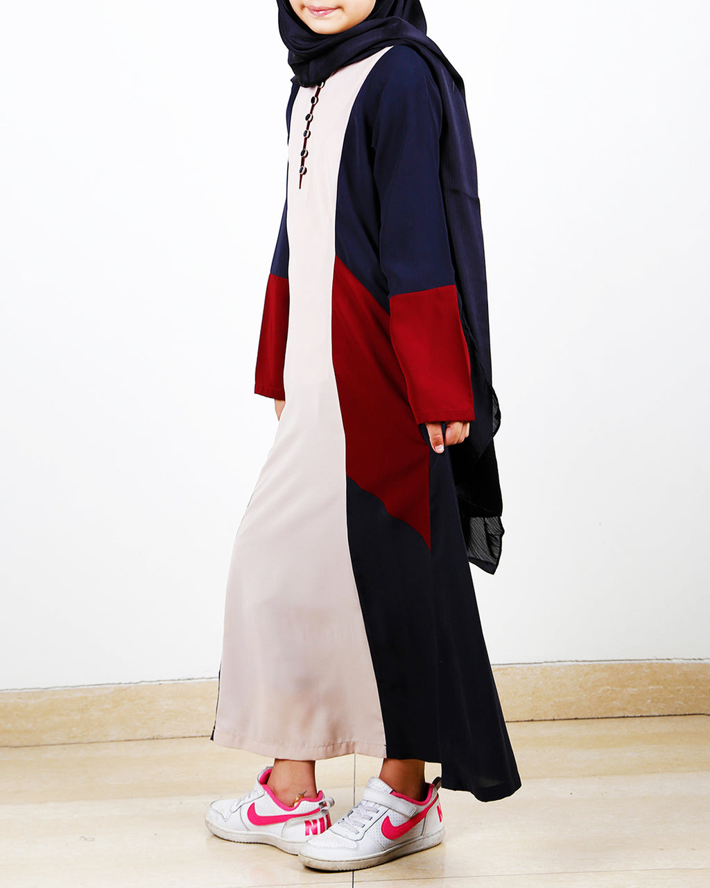 Multicolour Kids Abaya Beige