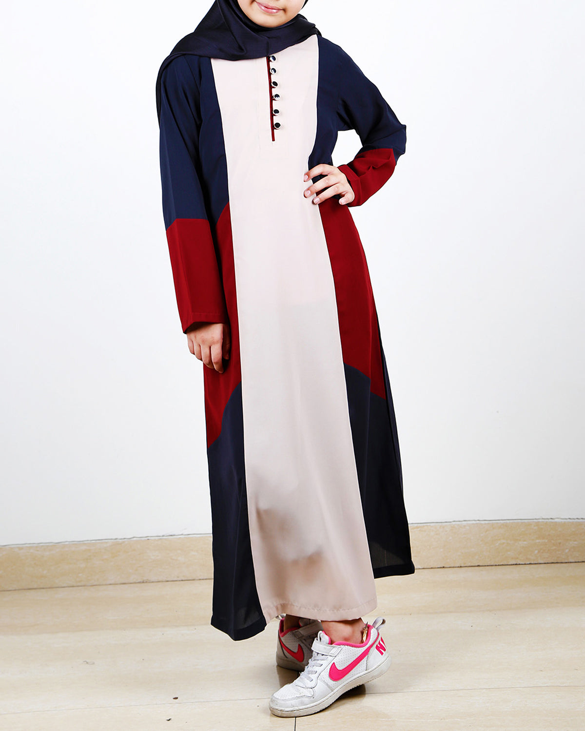 Multicolour Kids Abaya Beige