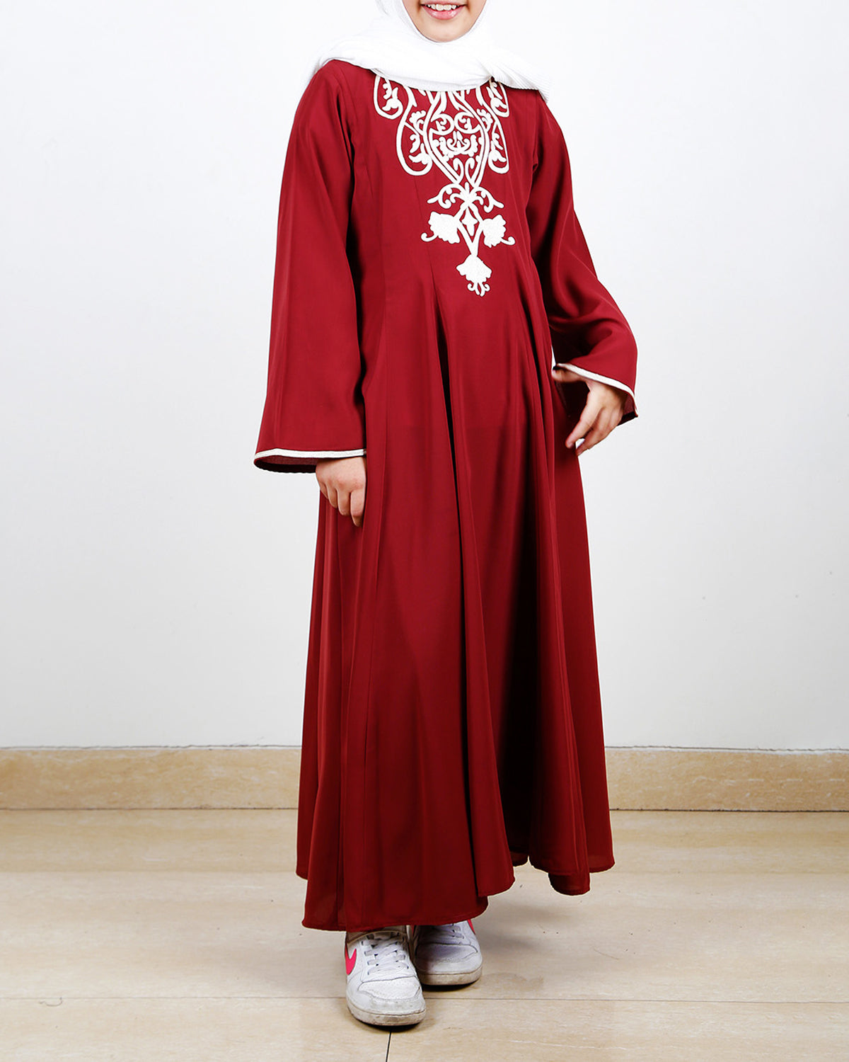Maroon Flared Kids Abaya Maroon