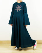 Crew Collar Kids Abaya Blue