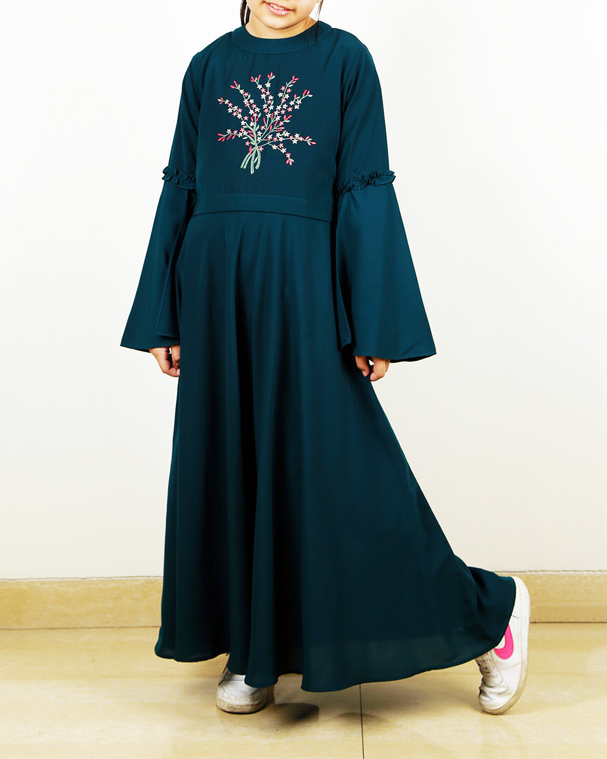 Crew Collar Kids Abaya Blue