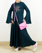 Crew Collar Kids Abaya Blue