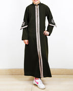 Bygone Front Zipper Kids Abaya Bottel Green