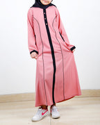 Onion Pink Panelled Kids Abaya