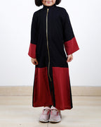 Dazzling ZipUp Black Kids Abaya Black