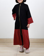 Dazzling ZipUp Black Kids Abaya Black