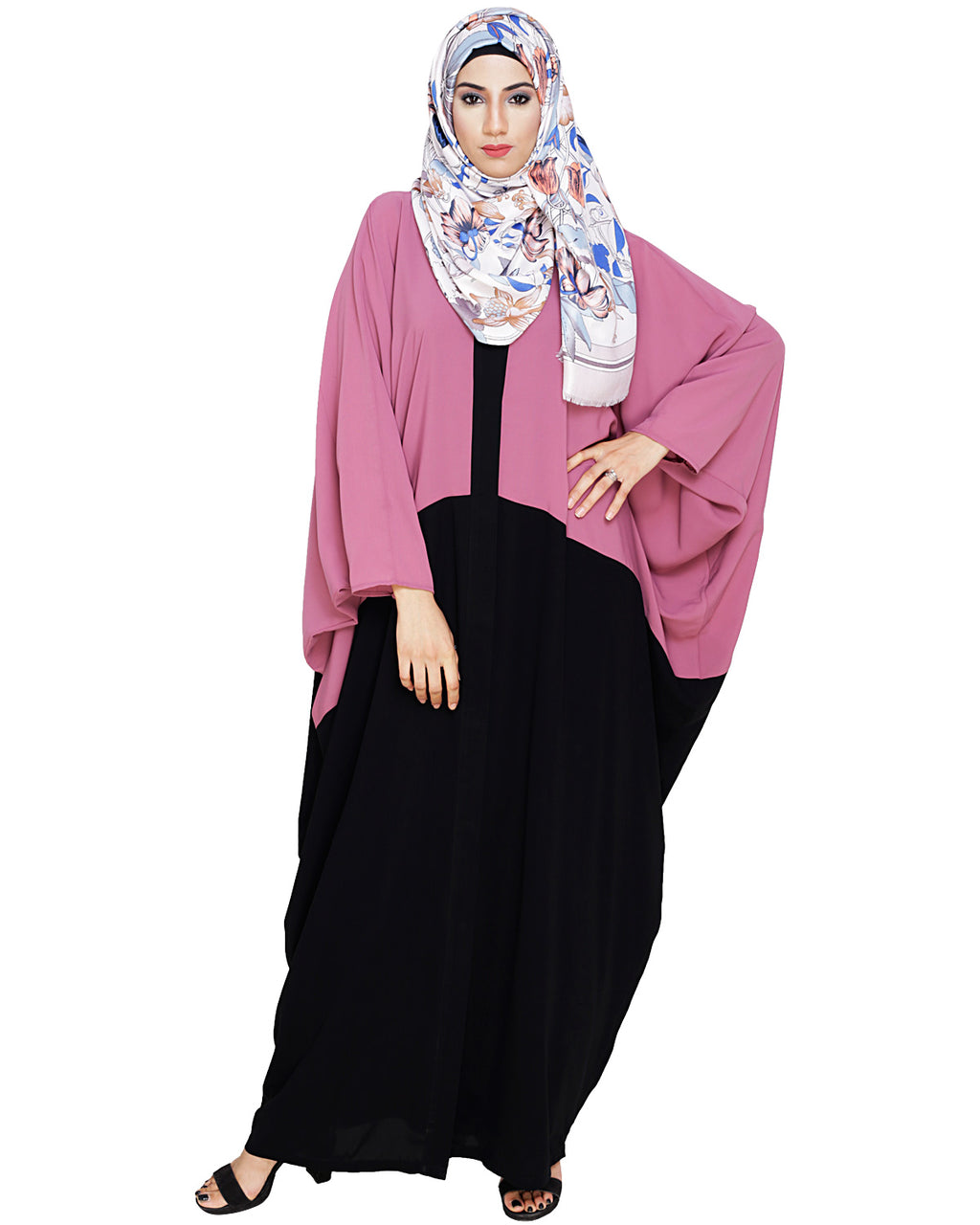 Strikingly Beautiful Dark Grey Embroidered Kaftan