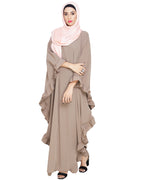 Ruffled Ash Brown Kaftan Wine