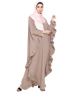 Ruffled Ash Brown Kaftan Wine