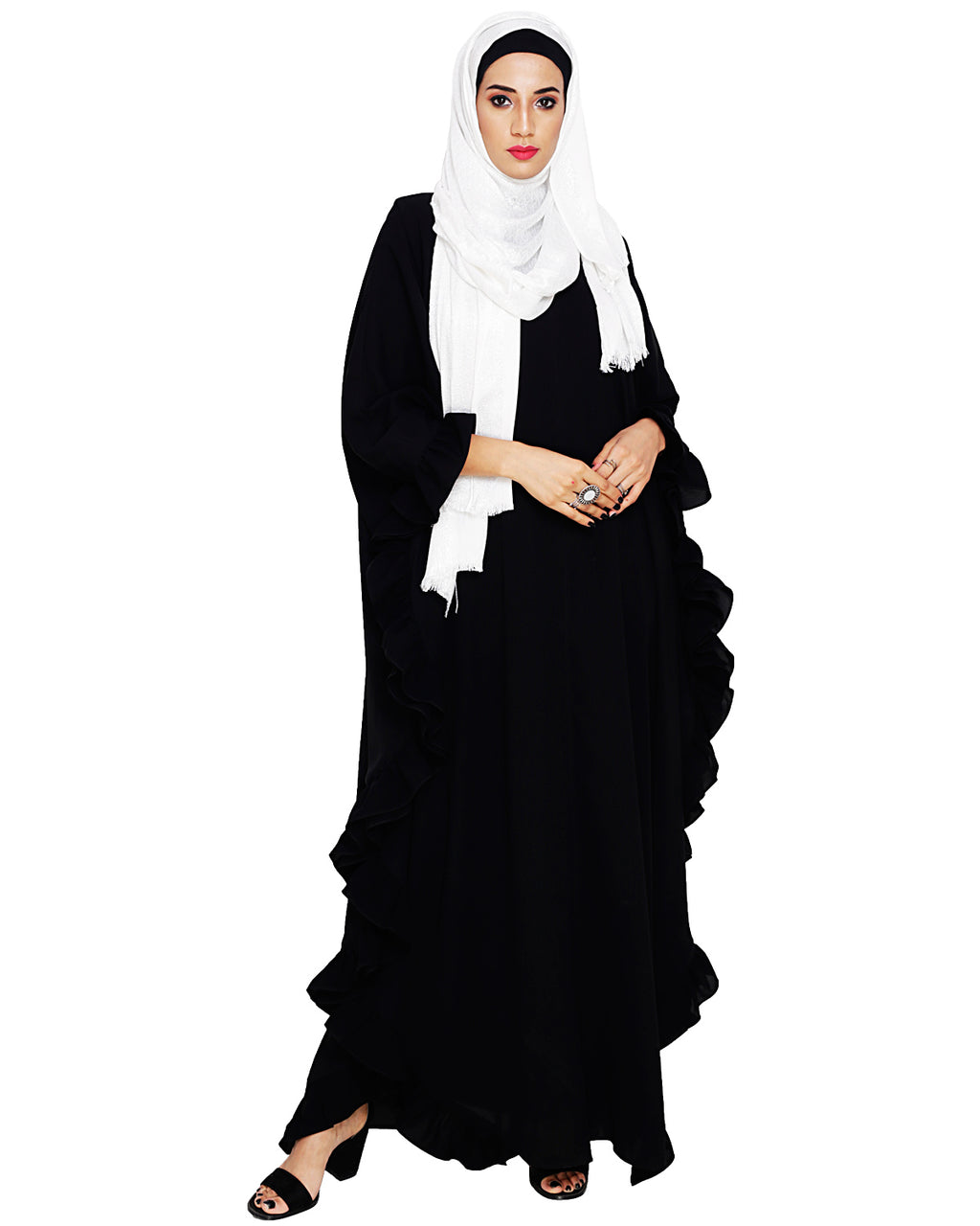 Ruffled Ash Brown Kaftan Wine