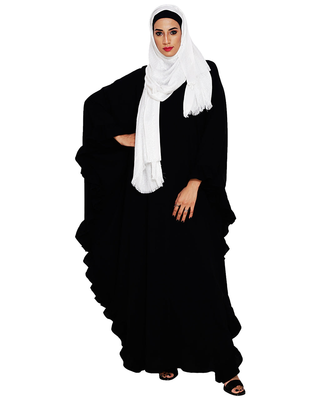 Ruffled Ash Brown Kaftan Wine