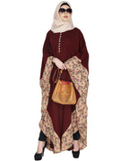Floret Printed Dark Brown Kaftan Wine