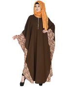 Floret Printed Dark Brown Kaftan Mustard Brown