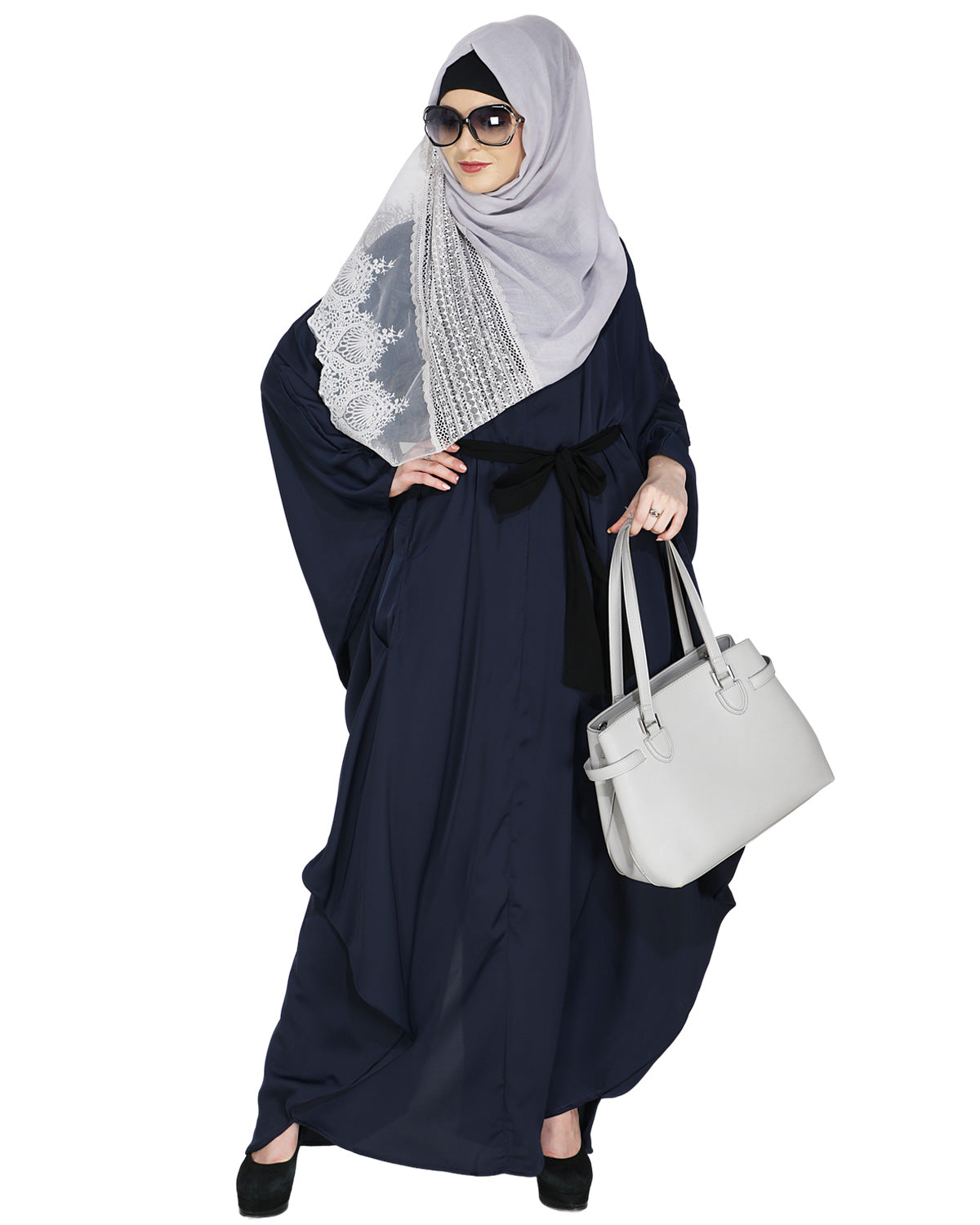 Blue Designer Belt Kaftan Navy