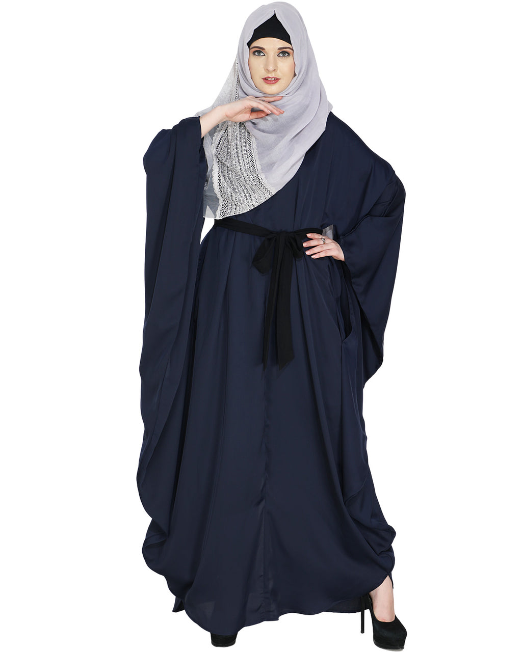 Blue Designer Belt Kaftan Navy