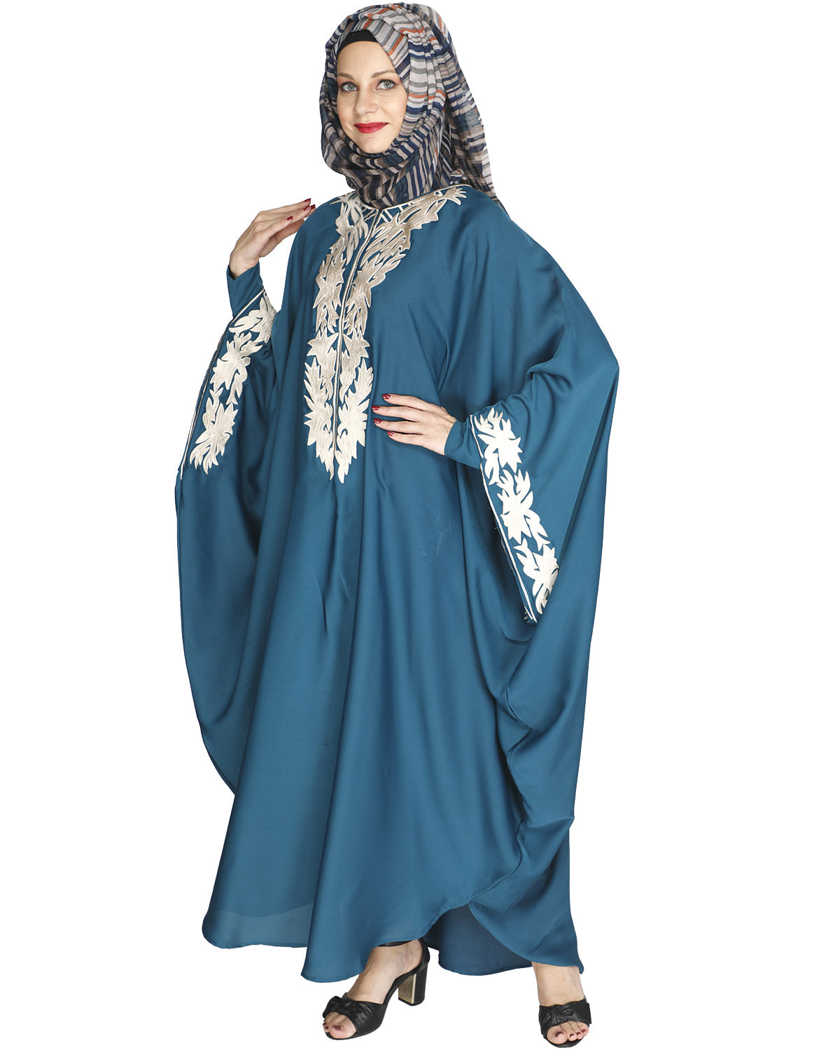 Aesthetically Elegent Kaftan Teal Green