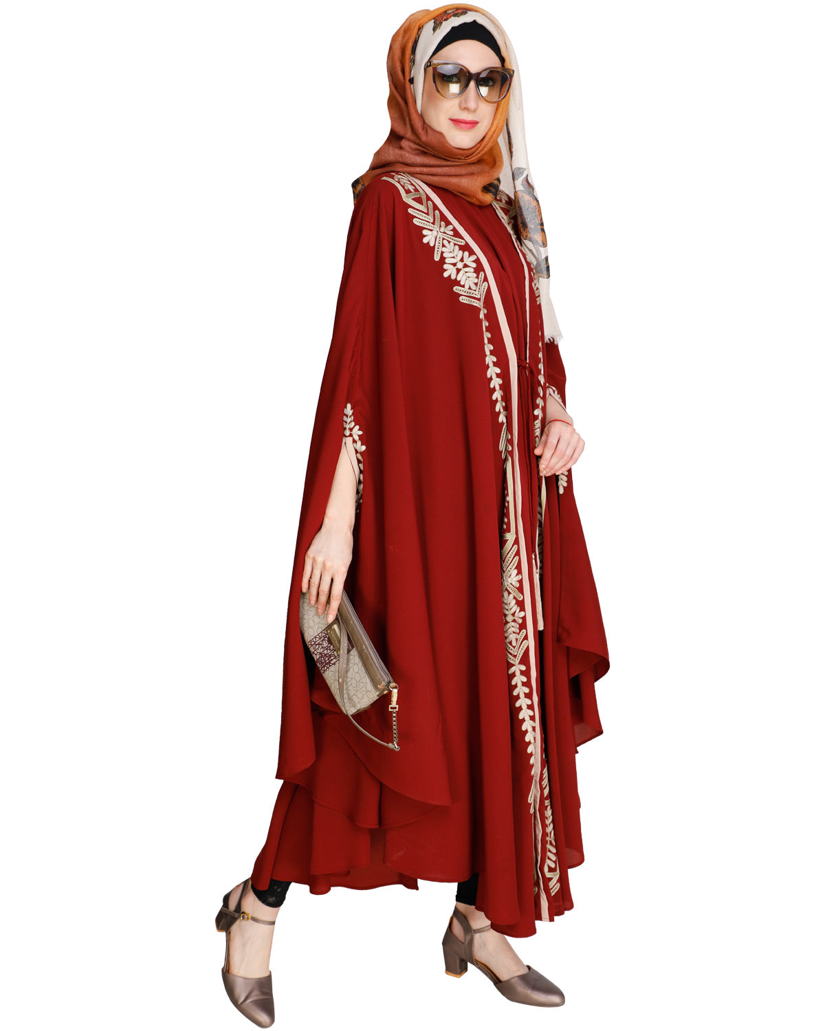 Jacket Style Black Kaftan Wine
