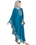 Block Printed Kaftan Teal Green
