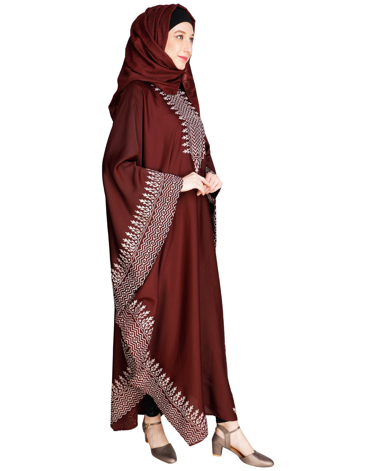 Block Printed Kaftan Wine