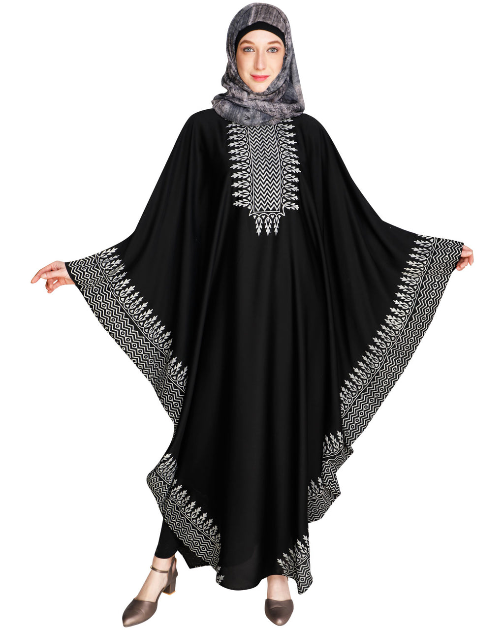 Block Printed Kaftan Black