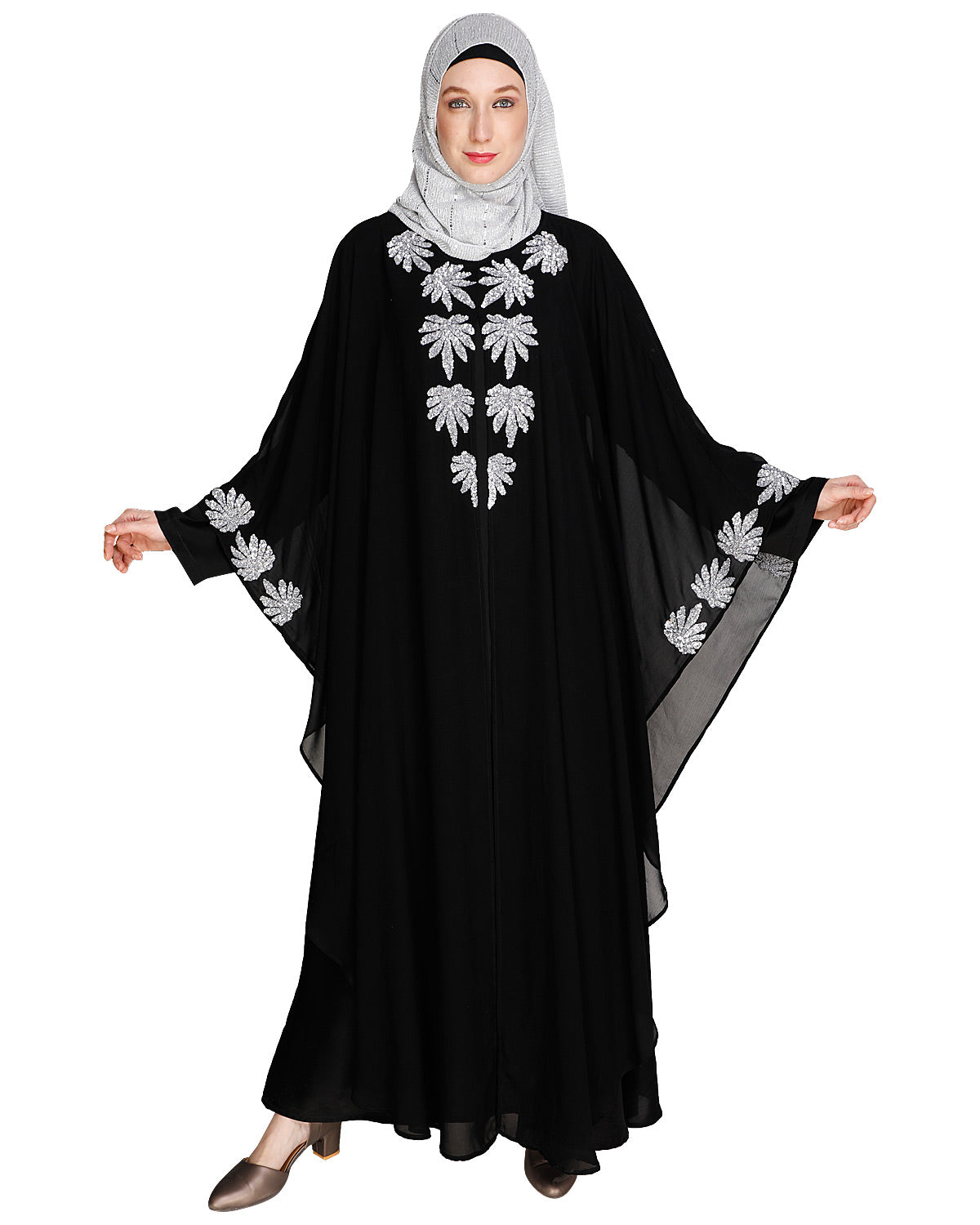 Sequence Enriched Black Kaftan Black