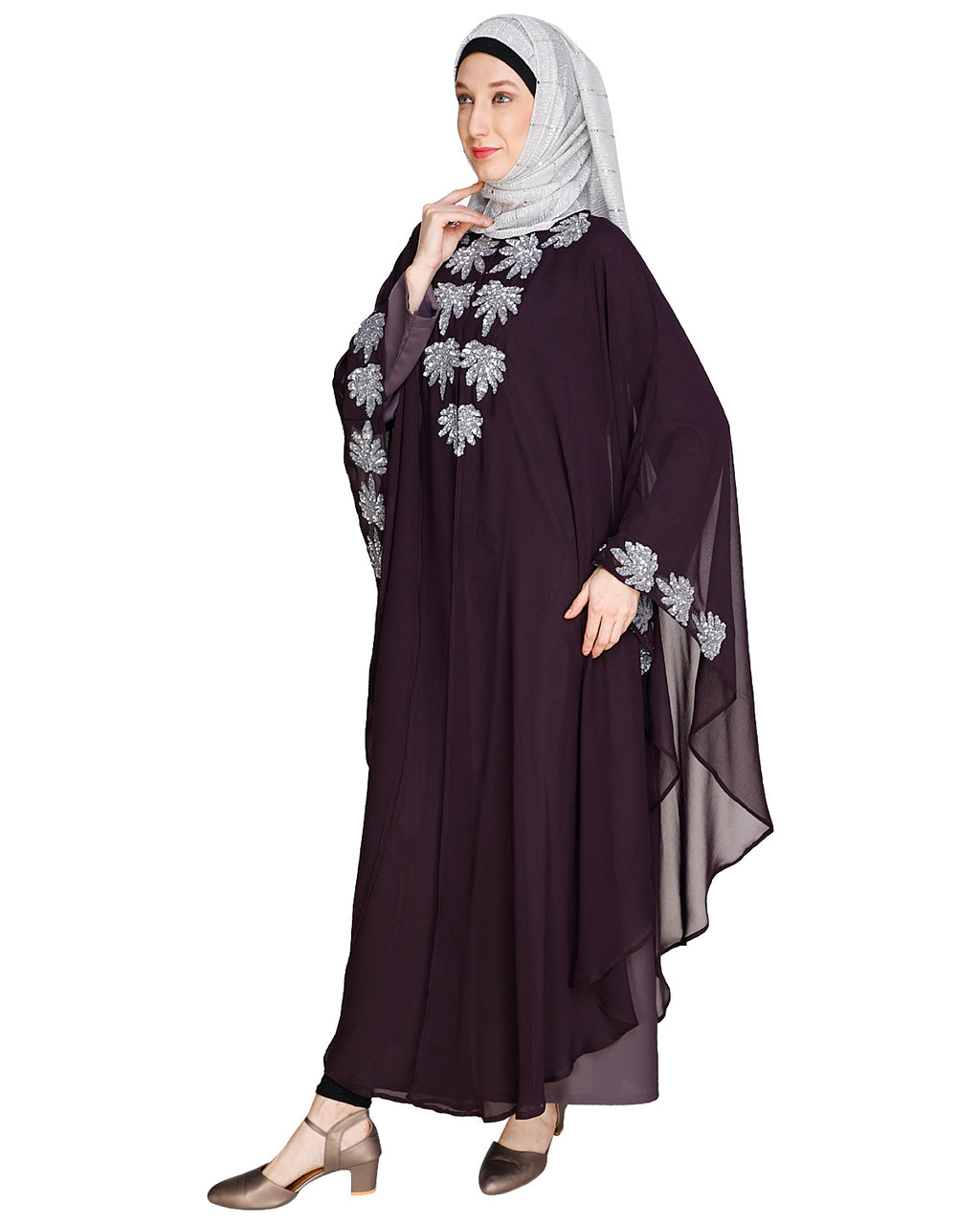 Sequence Enriched Black Kaftan Purple
